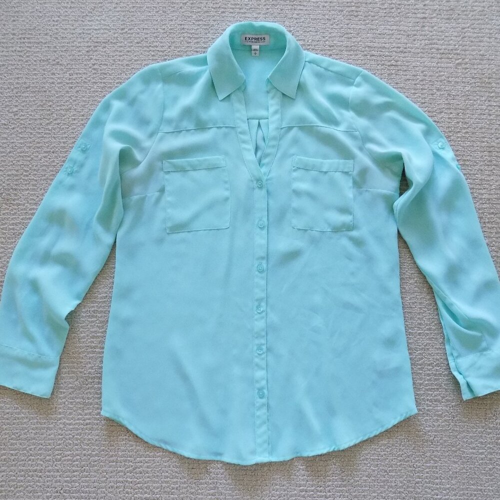 EXPRESS PORTOFINO WOMENS COLLARED BUTTON DOWN WORK SHIRT BLOUSE